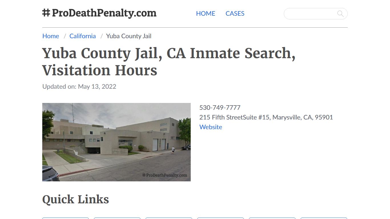 Yuba County Jail, CA Inmate Search, Visitation Hours